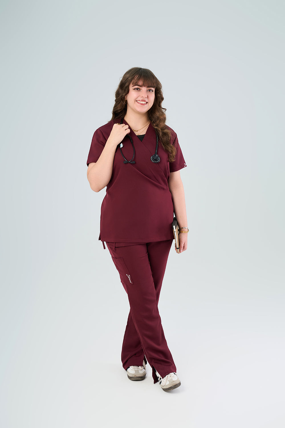Burgundy Side Tie Scrub Set