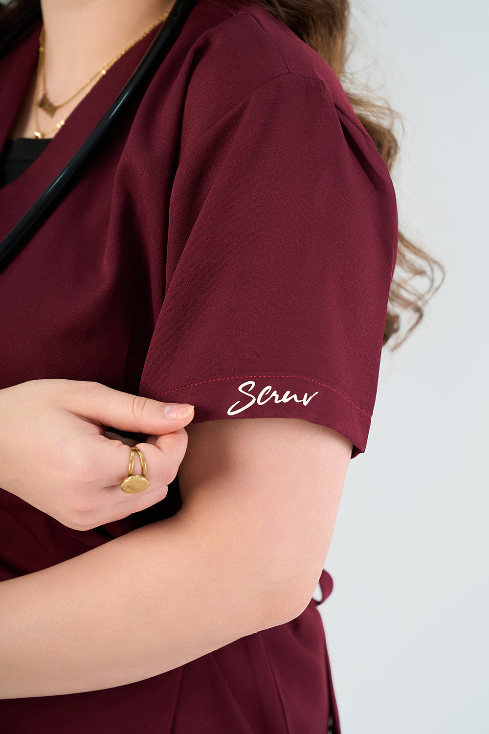Burgundy Side Tie Scrub Set