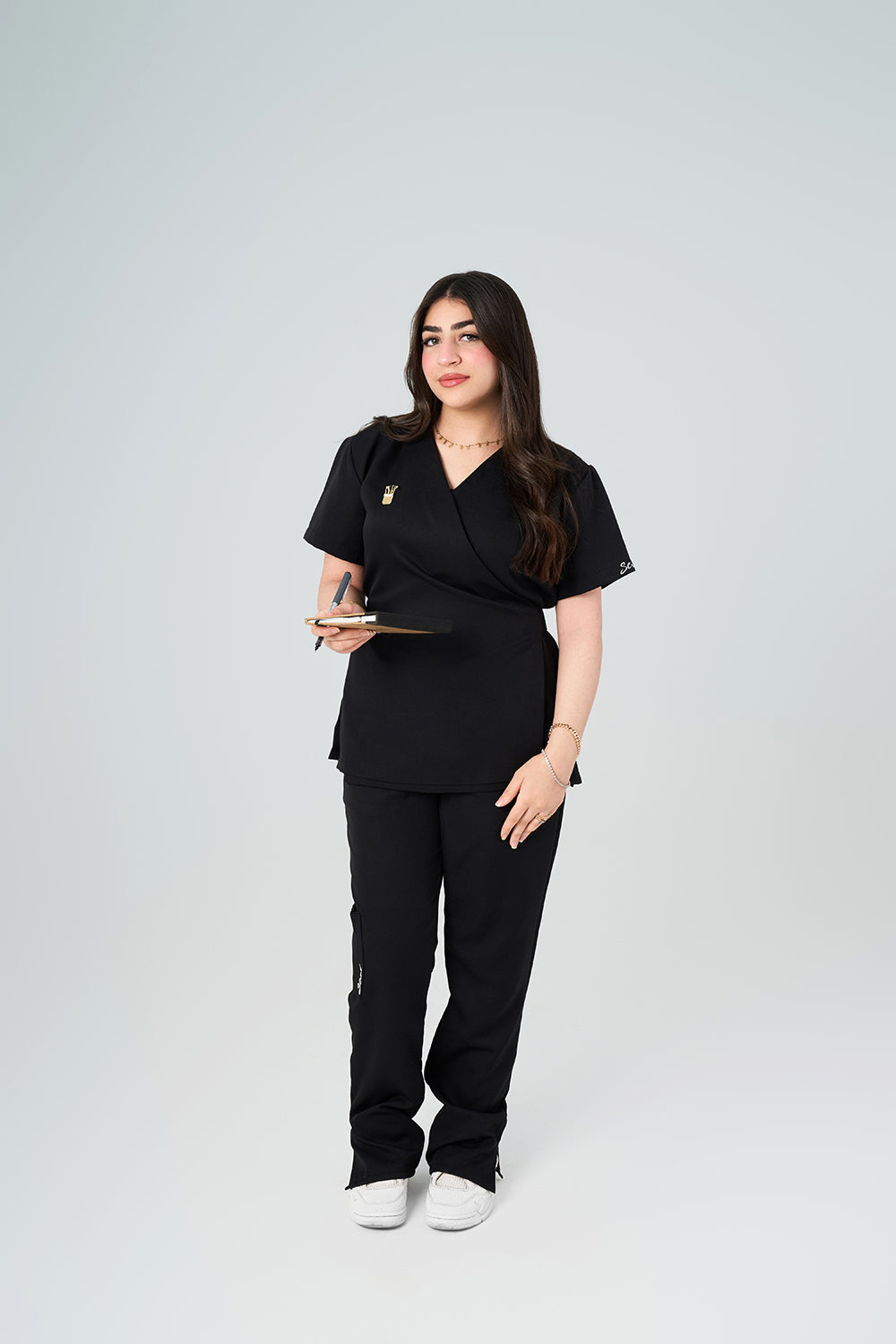 Black Side Tie Scrub Set