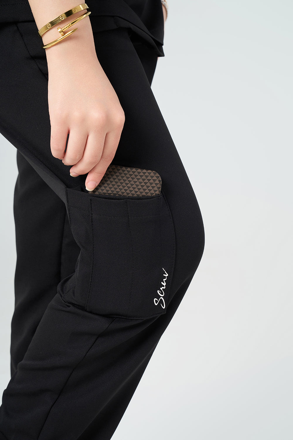 Black Side Tie Scrub Set