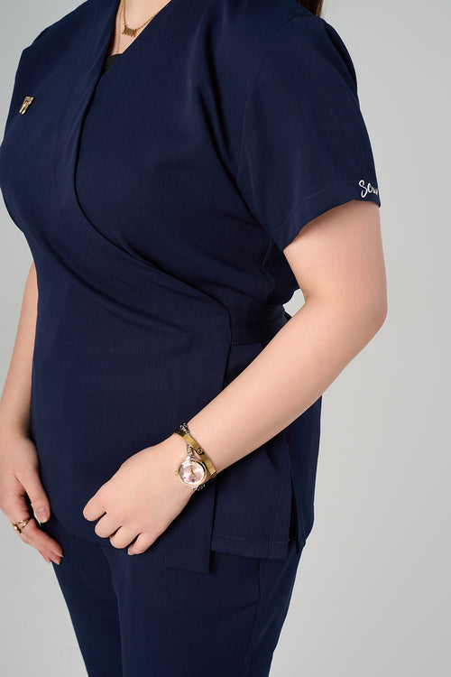 Navy Side Tie Scrub Set