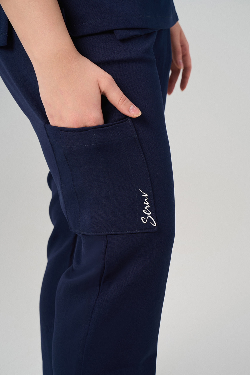 Navy Side Tie Scrub Set